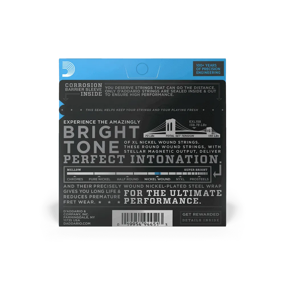 D'Addario XL 13–62 Light Baritone Electric Guitar Strings