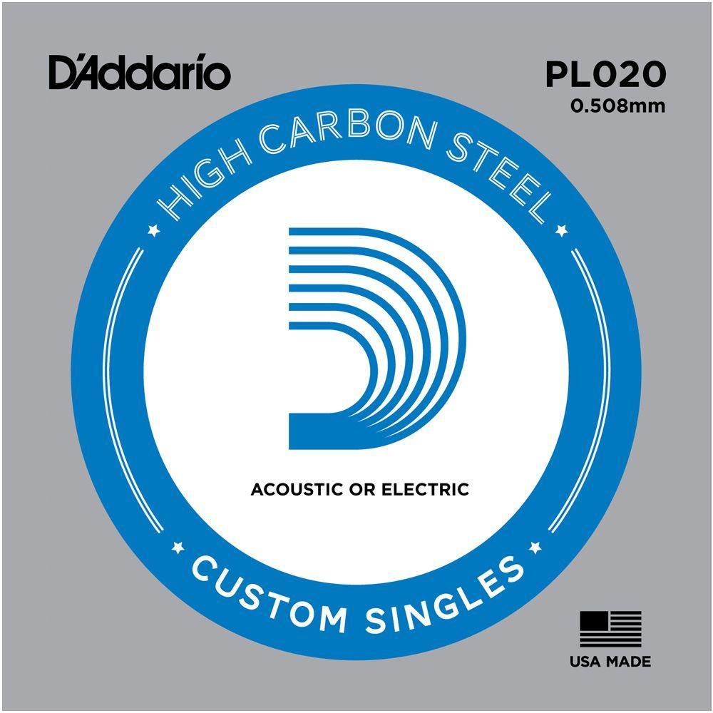 Daddario - Single .020 Acoustic or Electric Guitar String Plain Steel PL020 - Strings - Singles by DAddario at Muso's Stuff