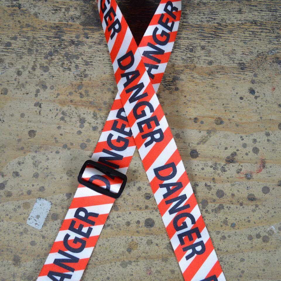 Danger Printed Webbing Guitar Strap - Straps by Colonial Leather at Muso's Stuff