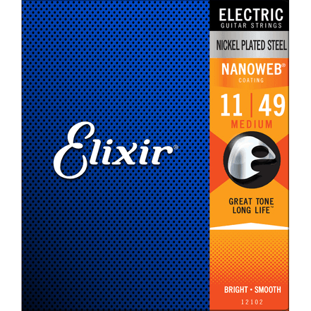 Elixir Electric Guitar Strings Set, 11/49, Nickel Coated, Medium Nanoweb - Strings - Electric Guitar by Elixir at Muso's Stuff