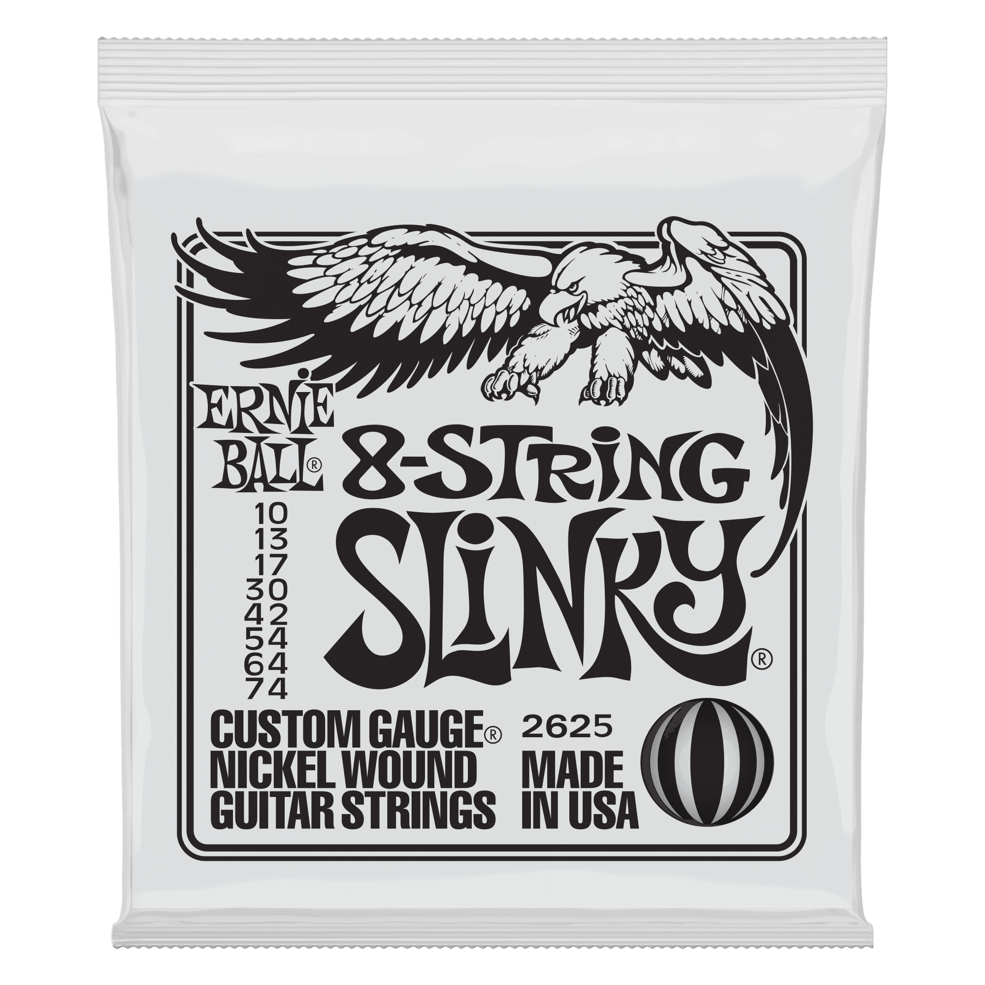 Ernie Ball - Electric Guitar 8 Strings Set 10-74 Slinky 8 String Nickel Wound 2625 - Strings - Electric Guitar by Ernie Ball at Muso's Stuff