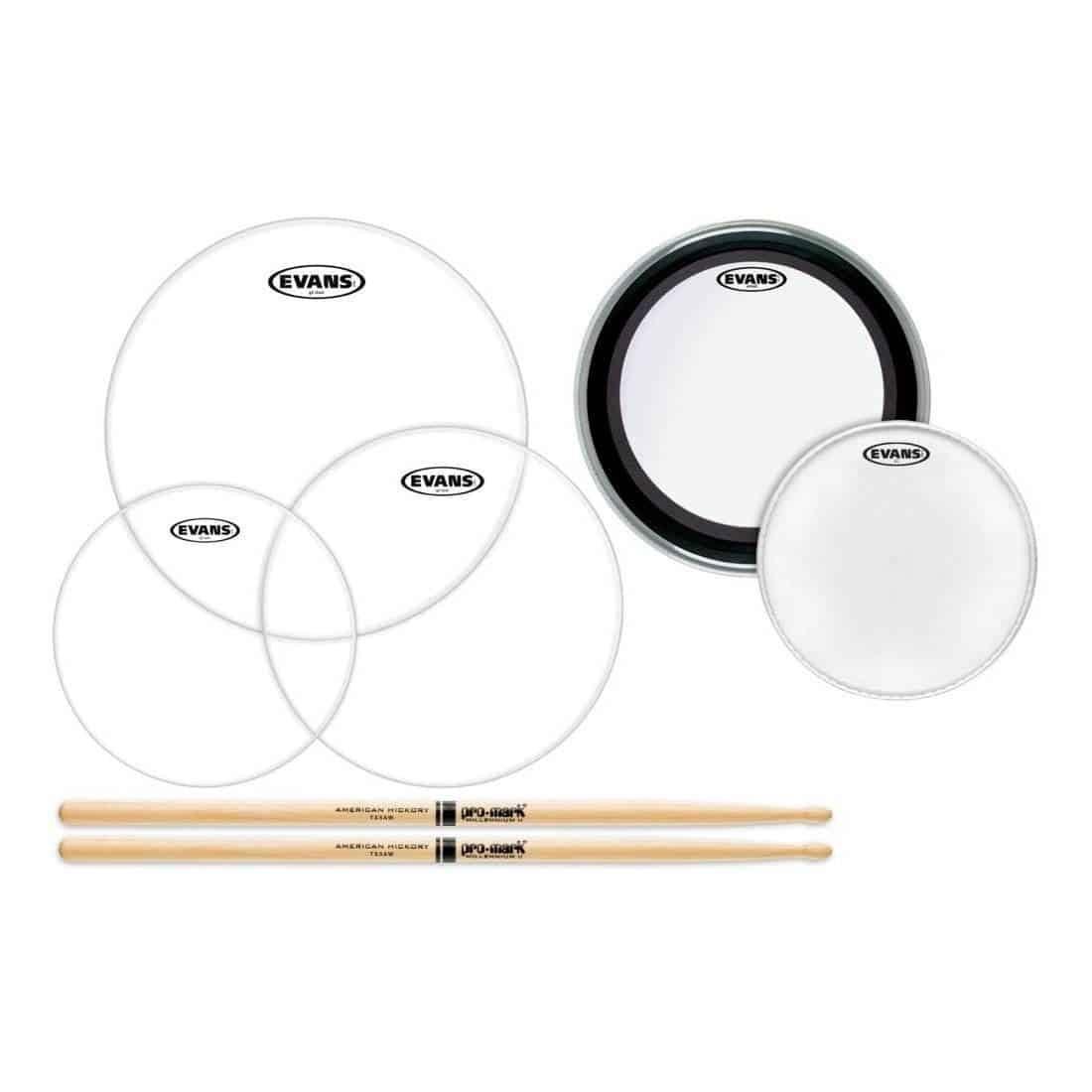 Evans - American Upgrade Pack Fusion 1 W/TX5AW Sticks - Drums & Percussion - Drum Heads by EVANS at Muso's Stuff