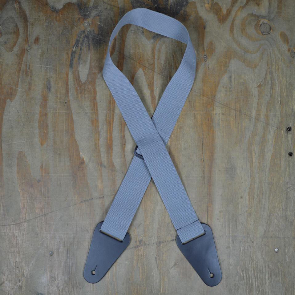 Grey Webbing with Heavy Duty Leather Ends Guitar Strap - Straps by Colonial Leather at Muso's Stuff