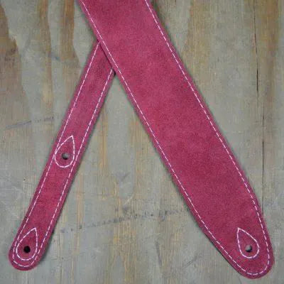 Colonial Leather Burgundy Double Suede Guitar Strap
