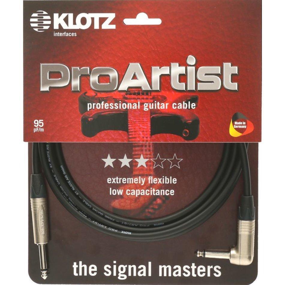 Klotz Guitar 3m 10ft Pro Artist professional guitar cable, angled - Accessories - Cables & Adaptors by Klotz at Muso's Stuff