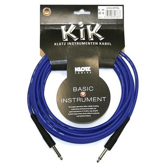 Klotz Kik Guitar Cable 6M J/J Blue - Accessories - Cables & Adaptors by Klotz at Muso's Stuff