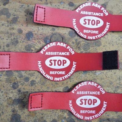 Leather Guitar Warning Neck Wraps - Straps by Colonial Leather at Muso's Stuff