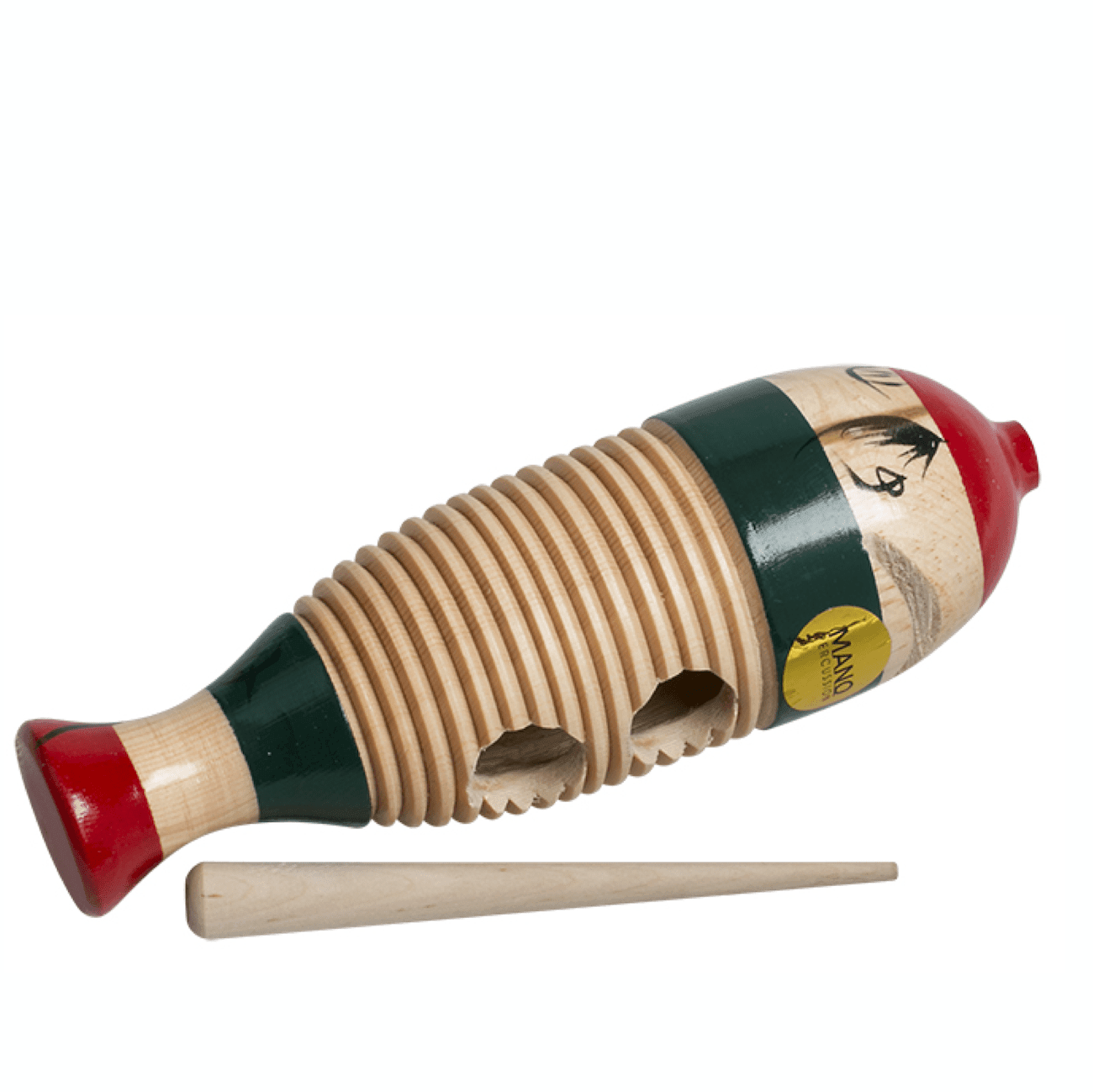 Mano - 8 Inch Mini Guiro Wooden Fish Shaped Red/Nat/Grn - Drums & Percussion - Percussion by Mano Percussion at Muso's Stuff
