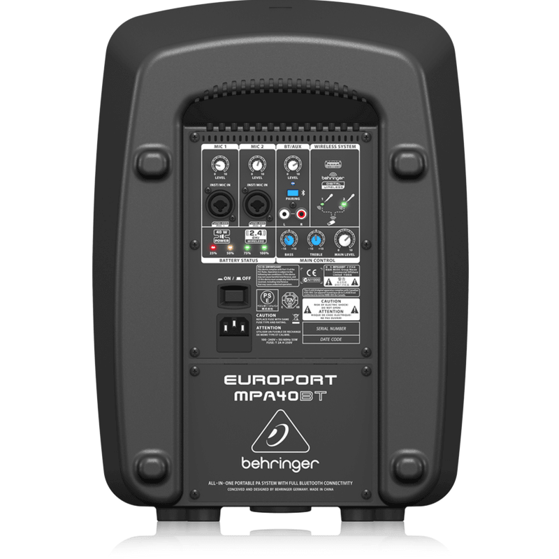 MPA40BT 40 Watt All-In-One Pa W/Full Bluetooth Connect - Live & Recording by Behringer at Muso's Stuff