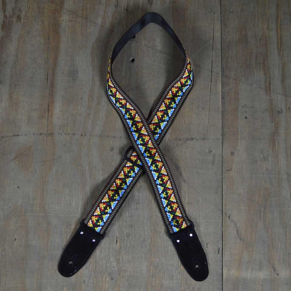 Multi Coloured Jacquard 50mm Webbing Guitar Strap - RSJ-06 - Straps by Colonial Leather at Muso's Stuff