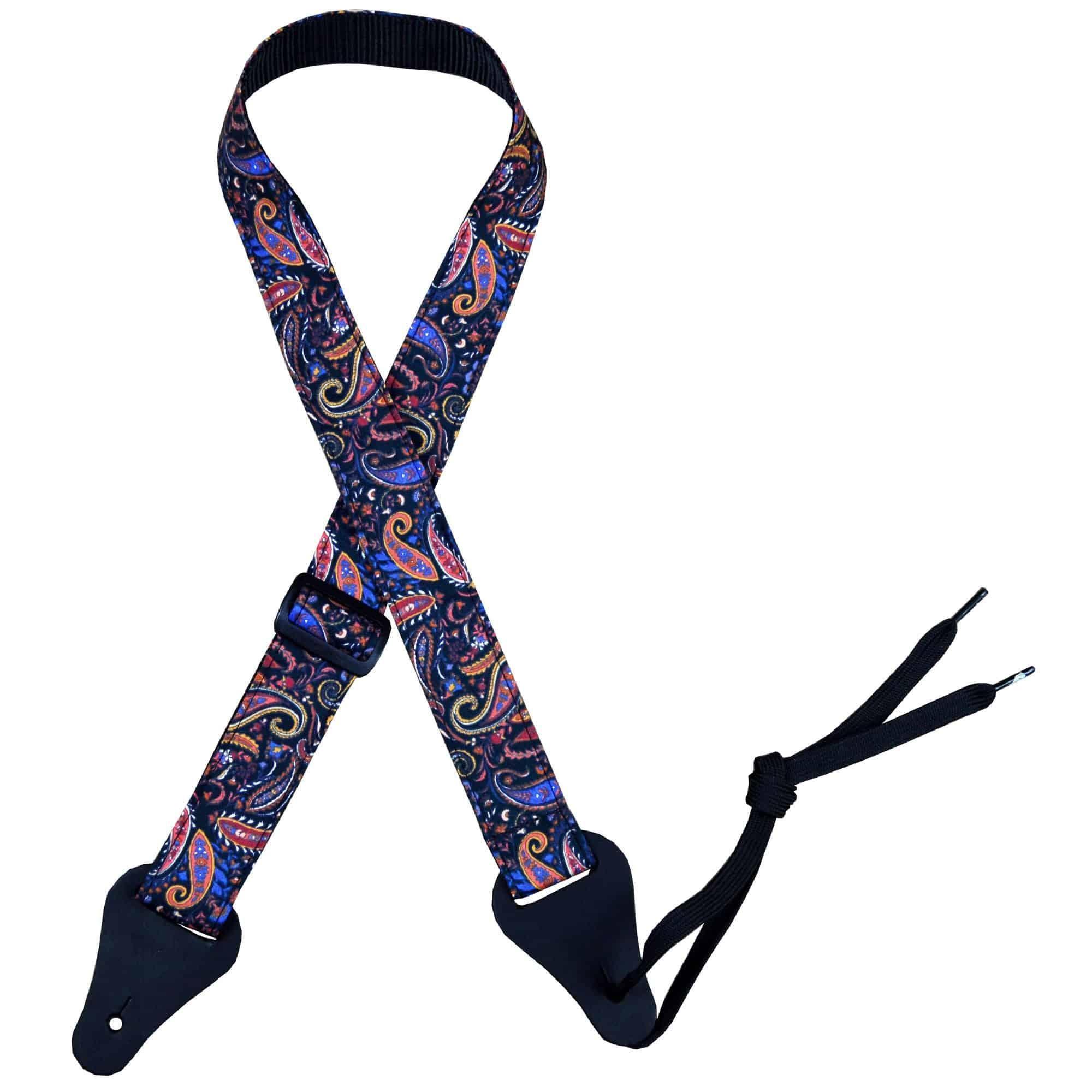 Multi-Coloured Paisley Rag Ukulele Strap - Straps by Colonial Leather at Muso's Stuff