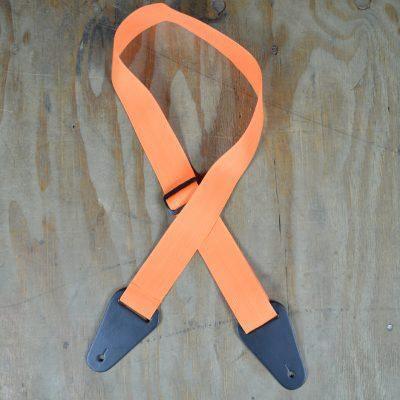 Orange Webbing with Heavy Duty Leather Ends Guitar Strap - Straps by Colonial Leather at Muso's Stuff