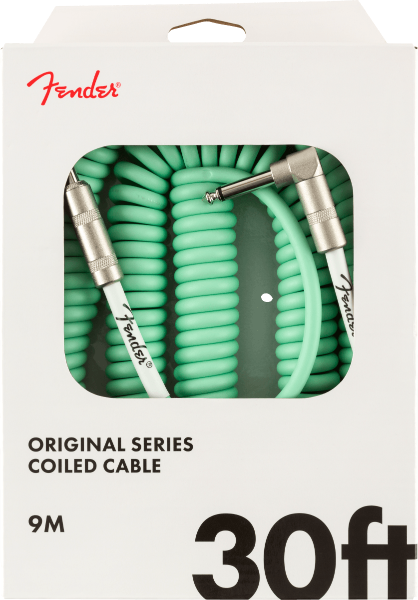 Original Series Coil Cable Straight-Angle 30 Surf Green - Muso's Stuff