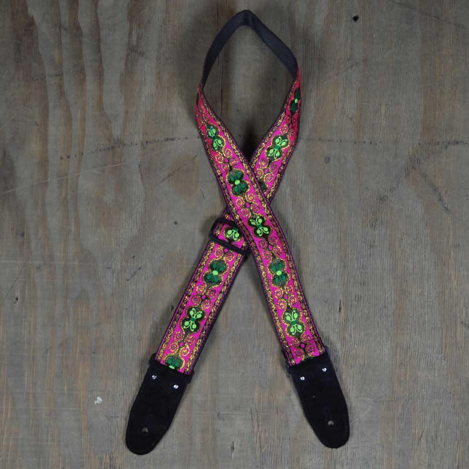 Pink Jacquard 50mm Webbing Guitar Strap - Straps by Colonial Leather at Muso's Stuff
