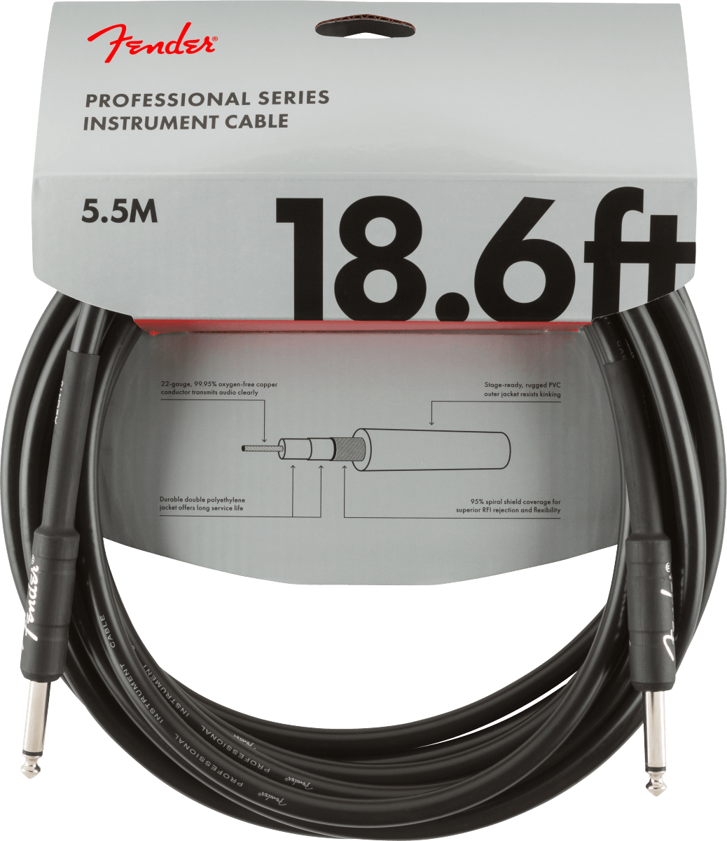 Professional Series Instrument Cable Straight/Straight 18.6 Black - Muso's Stuff
