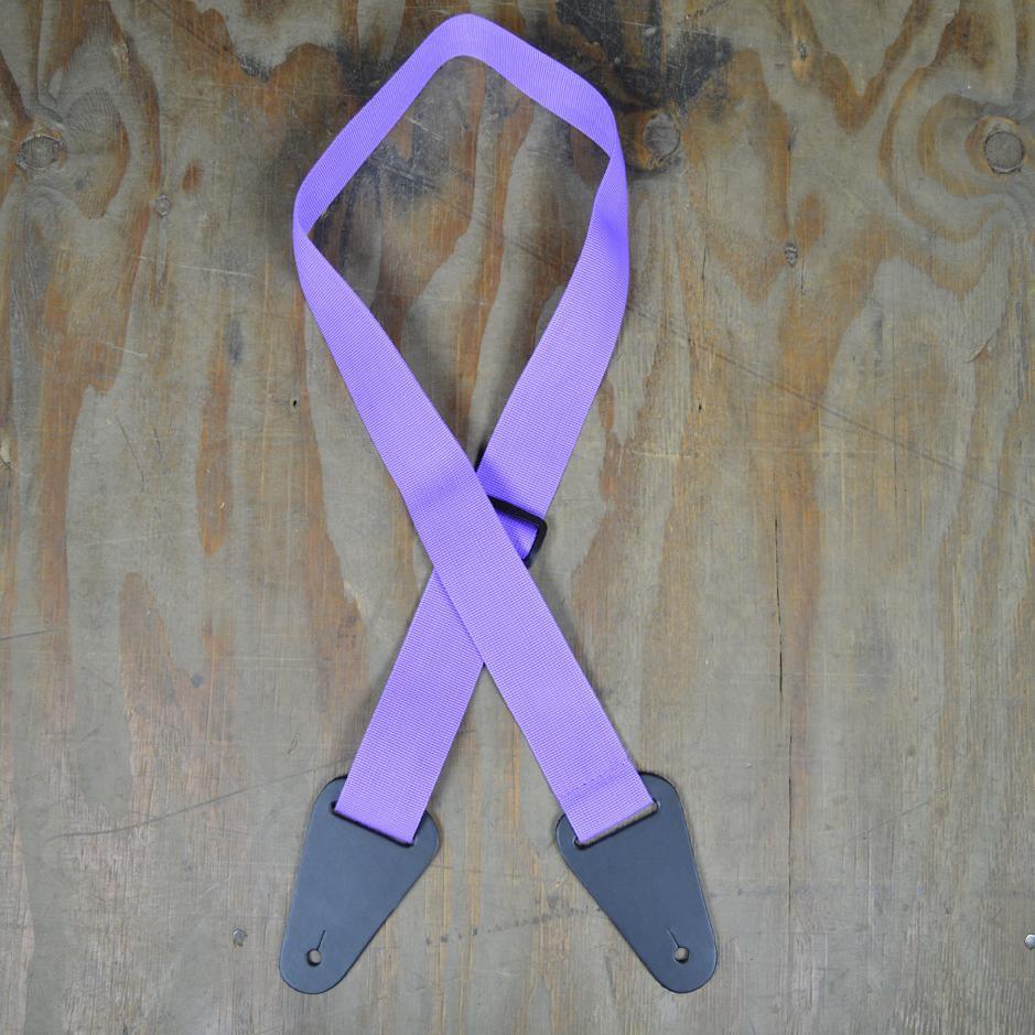 Purple Webbing with Heavy Duty Leather Ends Guitar Strap - Straps by Colonial Leather at Muso's Stuff