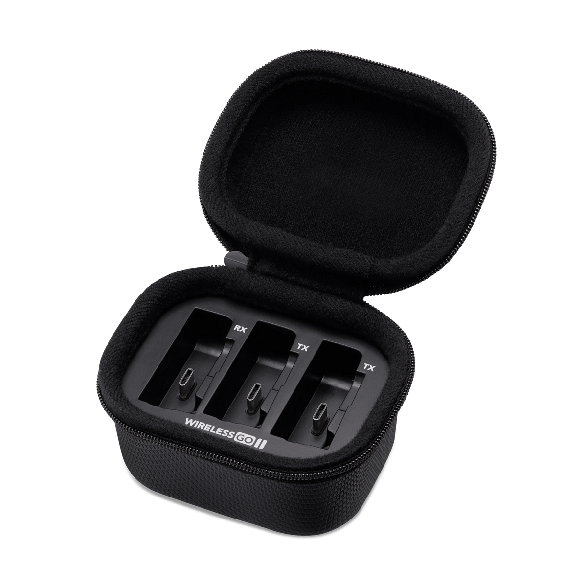 RØDE Wireless GO II Charge Case, open and empty