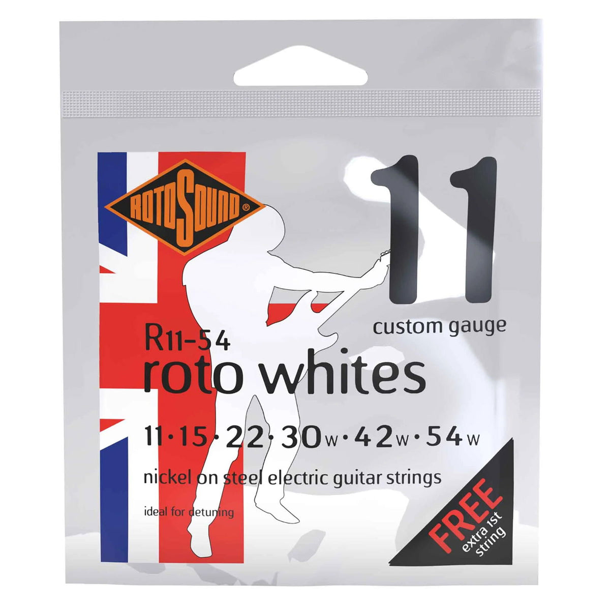 Rotosound R11-54 Roto Whites electric guitar string set, 11–54