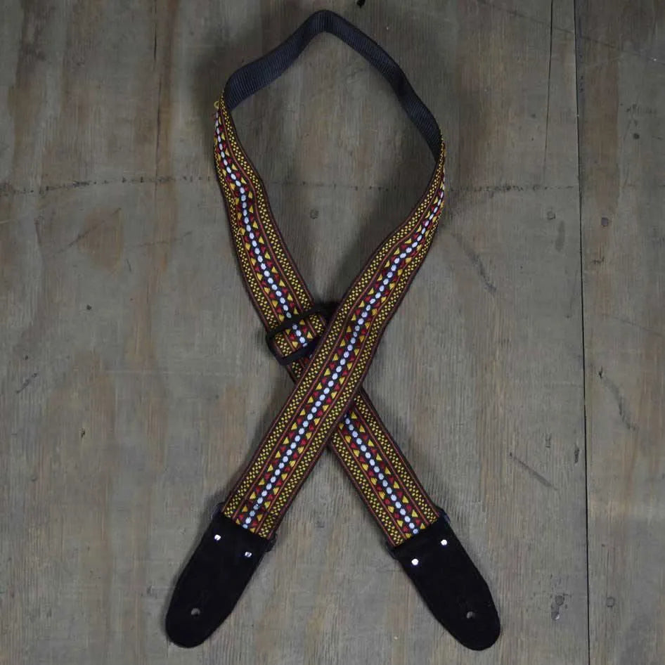 Colonial Leather Brown Jacquard 50mm Webbing Guitar Strap