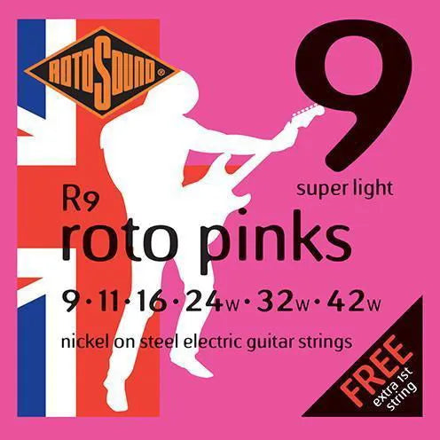 Rotosound Electric Guitar String Set Nickel Roto Pinks 09/42 R9