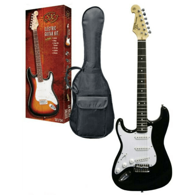 SC Style Guitar SSS Black Left Handed - Guitars - Electric by Essex at Muso's Stuff