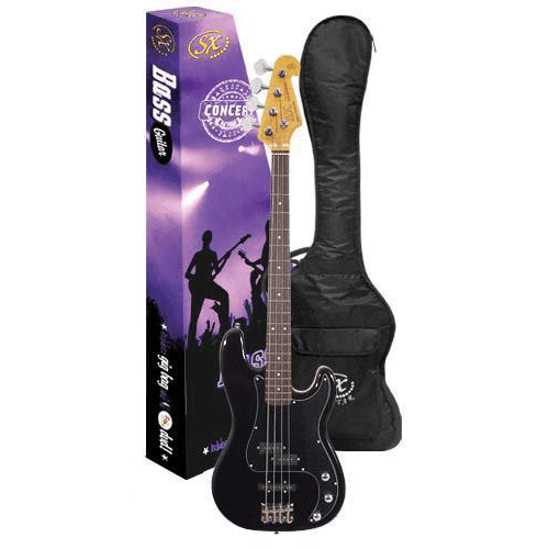 SX P Style Bass Guitar Black W/Gig Bag and DVD - Bass by Essex at Muso's Stuff