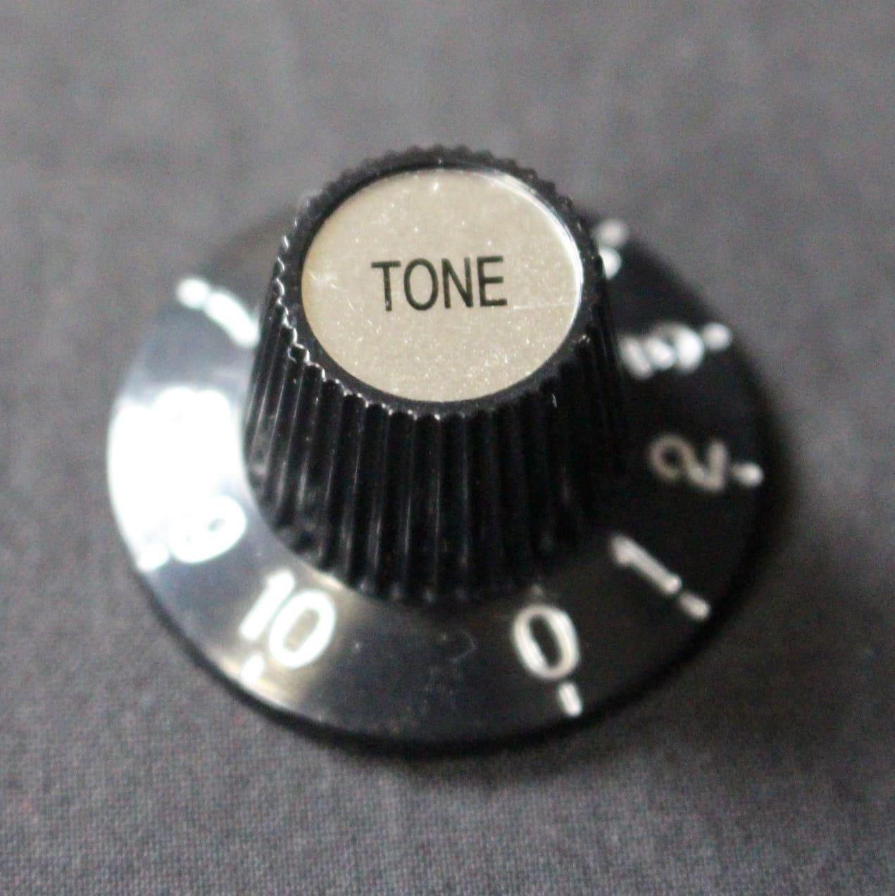 Tone Knob Vintage Sc Style Black W/Silver - Guitars - Parts and Accessories by AMS at Muso's Stuff