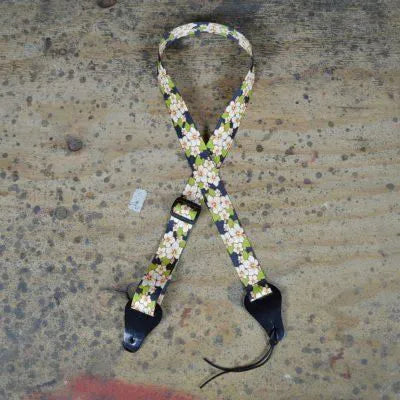 Colonial Leather Hibiscus Green Printed Webbing Ukulele Strap