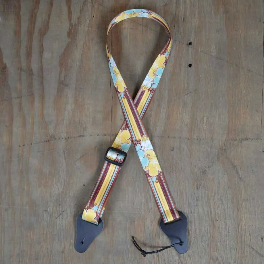 Colonial Leather Stripes Printed Webbing Ukulele Strap