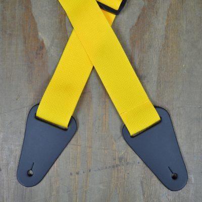 Yellow Webbing with Heavy Duty Leather Ends Guitar Strap - Straps by Colonial Leather at Muso's Stuff